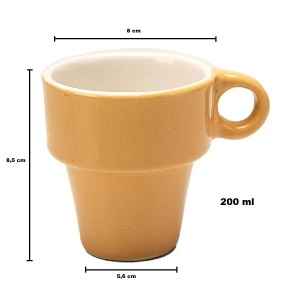 CONJUNTO 4 XICARAS PORCELANA COLORIDAS COM SUPORTE 200ML - 1046