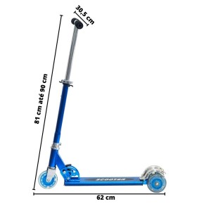 PATINETE INFANTIL DOBRAVEL 3 RODAS DE METAL SCOOTER  ATÉ 40KG- DMR4455-AZ