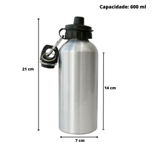 GARRAFA ALUMINIO PARA SUBLIMAÇÃO COM DOIS BICOS 600 ML PRATA - 1812