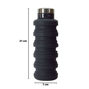 GARRAFA RETRÁTIL DE SILICONE 500 ML COM TAMPA INOX - 2231-CZ