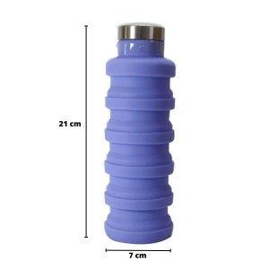 GARRAFA RETRÁTIL DE SILICONE 500 ML COM TAMPA INOX - 2231-LL