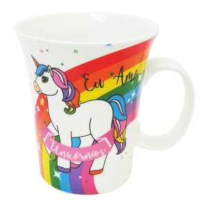 CANECA PORCELANA EU AMO UNICORNIOS 320ML DMP5375