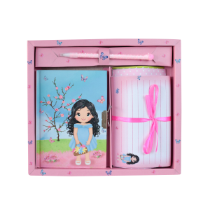 DIÁRIO INFANTIL PEQUENA CAMPONESA COM CADEADO, CANETA, PAPEL CARTA E ENVELOPE - SXFS5407-B