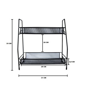 SUPORTE ORGANIZADOR DE METAL COM 02 PRATELEIRAS 31X17X33CM - 2674-PT