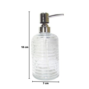 PORTA SABONETE LIQUIDO VIDRO 380ML MODELO RISCAS HORIZONTAIS - BM360001-D