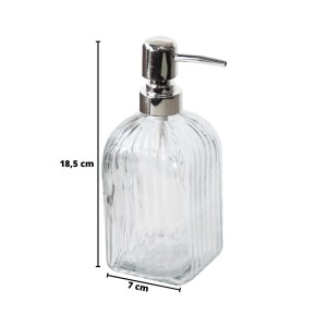 PORTA SABONETE LIQUIDO VIDRO QUADRADO 380ML MODELO RISCAS VERTICAIS - BM360268-C