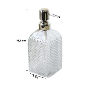 PORTA SABONETE LIQUIDO VIDRO QUADRADO 380ML MODELO BOLINHAS - BM360268-D