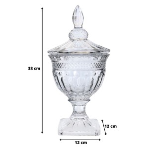 BOMBONIERE DE VIDRO COM HASTE E TAMPA 38CM