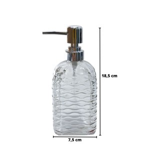 PORTA SABONETE LIQUIDO VIDRO TRANSPARENCIA AZUL QUADRADO 380ML
