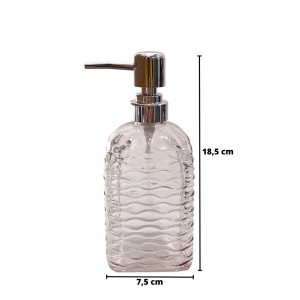 PORTA SABONETE LIQUIDO VIDRO TRANSPARENCIA ROSA QUADRADO 380ML