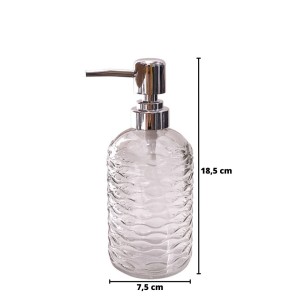 PORTA SABONETE LIQUIDO VIDRO TRANSPARENCIA ROSA REDONDO 380ML