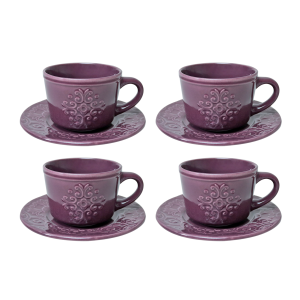 CONJUNTO DE 4 XÍCARAS CAFÉ PORCELANA COM PIRES TILES LILAC 80ML WOLFF -17592
