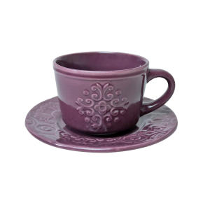 CONJUNTO DE 4 XÍCARAS CAFÉ PORCELANA COM PIRES TILES LILAC 80ML WOLFF -17592