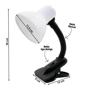 LUMINARIA DE MESA COM  PRESILHA GARRA BIVOLT- MC602017-BR
