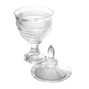 BOMBONIERE DE CRISTAL COM TAMPA E PÉ DE CRISTAL 18X38CM - 4356