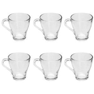 JOGO DE CANECA 250ML COM ALÇA DE VIDRO LUCIA 6 PEÇAS - 7457