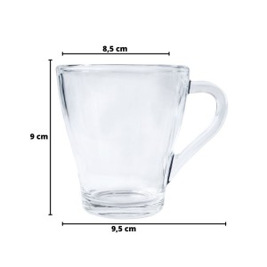 JOGO DE CANECA 250ML COM ALÇA DE VIDRO LUCIA 6 PEÇAS - 7457