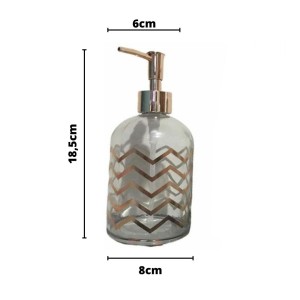 PORTA SABONETE LÍQUIDO DE VIDRO TRANSPARENTE COM ESTAMPA GOLD ROSE 400ML - CHI2038-A