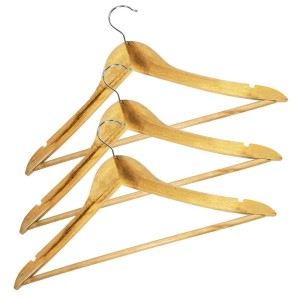 CONJUNTO COM 03 PEÇAS CABIDE EM MADEIRA COM SUPORTE EM METAL 44,5X23CM - CHI1025