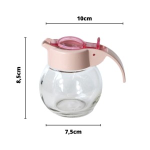 MELEIRA REDONDA DE VIDRO COM TAMPA ROSA - CAPACIDADE 150 ML - CHI1977-RS