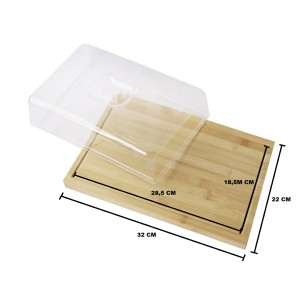 BANDEJA DE BAMBU RETANGULAR COM TAMPA DE ACRÍLICO 32X22X1.7CM - CX110