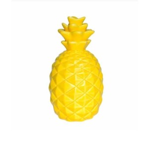 COFRE ABACAXI AMARELO DE PORCELANA 18 CM HD63313-AM