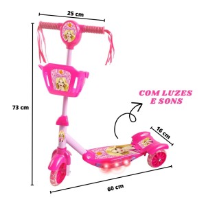 PATINETE 03 RODAS DE METAL MUSICAL PRINCESA BELINDA DESMONTÁVEL - 35KG - DMR5027