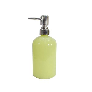PORTA SABONETE LIQUIDO DE VIDRO PINTADO AMARELO 430 ML 18,5CM - U0349AM