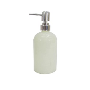 PORTA SABONETE LIQUIDO DE VIDRO PINTADO PEROLADO 430 ML 18,5CM - U0349-PE