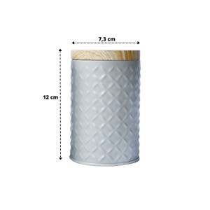 POTE DE METAL COM RELEVO GEOMÉTRICO 420 ML - 12CM  - BF3799