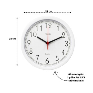 RELOGIO DE PAREDE DE PLÁSTICO 25 CM  - 411-BR
