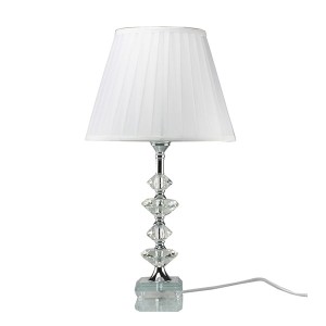 ABAJUR DE CRISTAL COM CUPULA DRAPEADA BRANCA BIVOLT 50 CM - REF 651