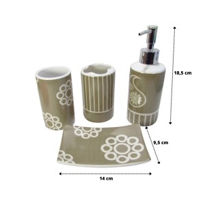 KIT DE BANHEIRO DE CERAMICA COM 4 PÇS 250 ML 312-C