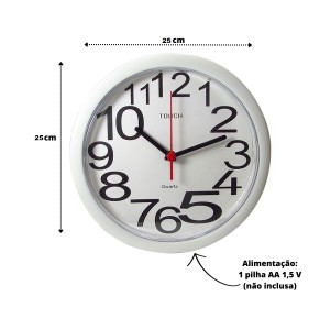 RELOGIO DE PAREDE DE PLÁSTICO 25 CM  - 412-BR