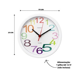 RELOGIO DE PAREDE DE PLÁSTICO 25 CM  - 413-BR