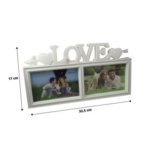 PORTA RETRATO DE PLASTICO DUPLO LOVE 10X15 - PR003L-BR