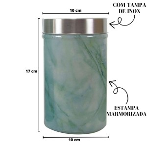 POTE COM TAMPA DE VIDRO 17CM ESTAMPADO - 900 ML - N61660-VD