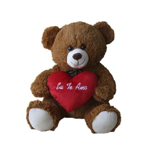 URSO DE PELÚCIA COM O CORAÇÃO 38CM 100% POLIESTER - F1456-MR