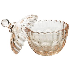 BOMBONIERE DE VIDRO COM TAMPA NA COR AMBAR 12X14CM - F194219