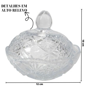 BOMBONIERE COM PÉ DE VIDRO-10X12 CM - CAPACIDADE DE 200 ML - BM7001