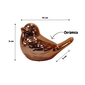 PASSARO PARA DECORAÇÃO CERAMICA 10X8CM GOLD ROSE - F161407-GR