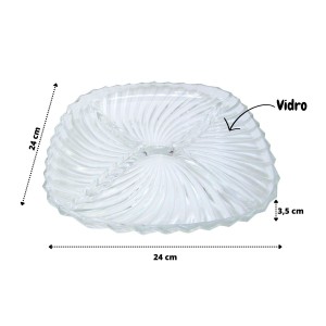 PETISQUEIRA QUADRADA DE VIDRO COM DIVISÓRIAS 24 X 24 CM
