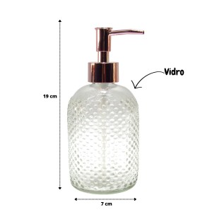 PORTA SABONETE LÍQUIDO REDONDO DE VIDRO CAPACIDADE DE 400ML - F192101-GR