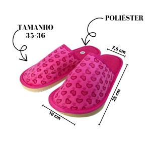 PANTUFA DE POLIÉSTER ESTAMPA CORAÇÃO JUVENIL E ADULTO - BF2261