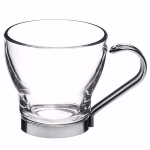 CONJUNTO DE XICARA DE VIDRO COM ALÇA INOX 160 ML  06 PEÇAS VDA0903