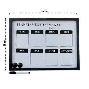 LOUSA MAGNÉTICA DE PLÁSTICO PLANEJAMENTO SEMANAL - 30X40CM  - 92805-PT