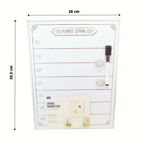 PLANNER SEMANAL EM LOUSA MAGNÉTICA DE METAL COM CANETA 28X35,5CM- 99996