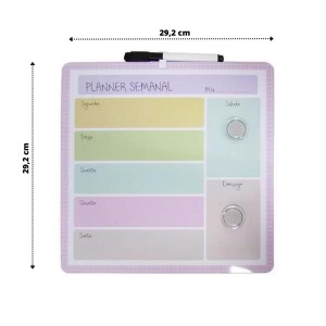 PLANNER SEMANAL EM LOUSA MAGNÉTICA DE METAL COM CANETA 29X29CM- 99998