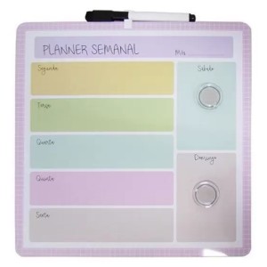 PLANNER SEMANAL EM LOUSA MAGNÉTICA DE METAL COM CANETA 29X29CM- 99998