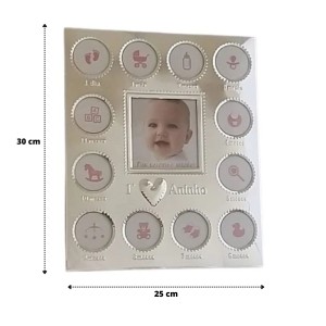 PORTA RETRATO 13 FOTOS PARA MÊSVERSÁRIO AZUL 25X30CM - 99952-RS